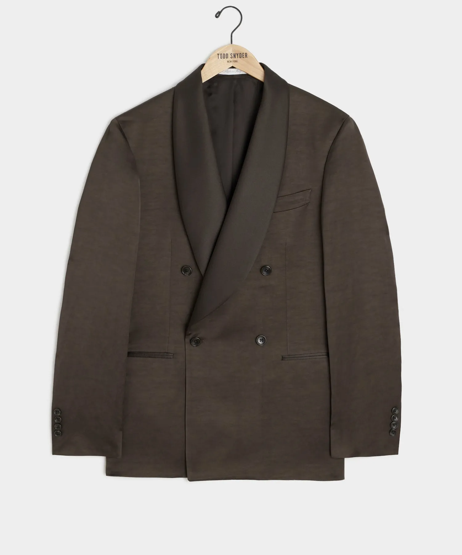 Italian Double-Breasted Shawl Tuxedo Jacket in Brown