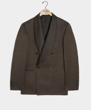 Italian Double-Breasted Shawl Tuxedo Jacket in Brown
