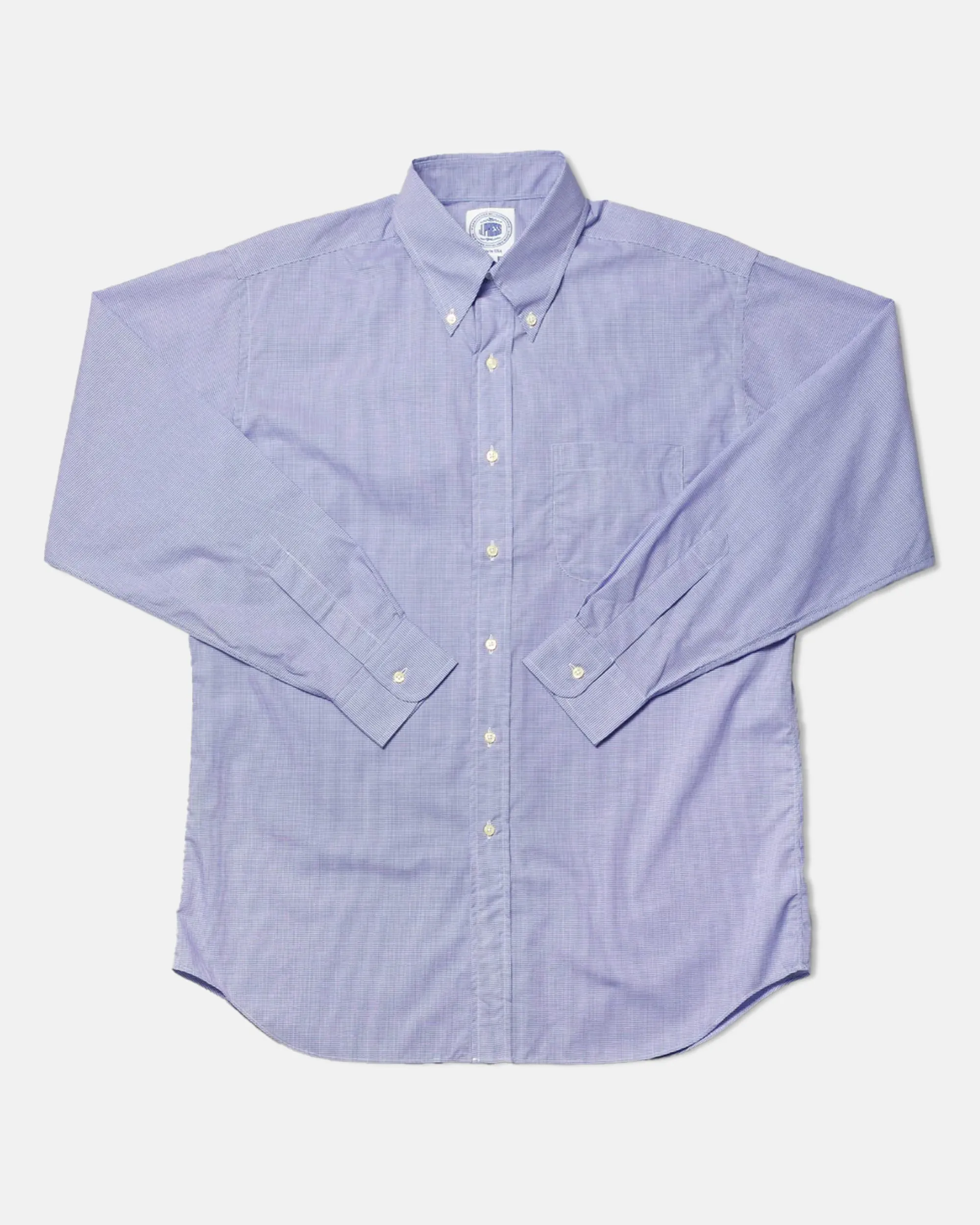 NAVY MINI GINHAM DRESS SHIRT